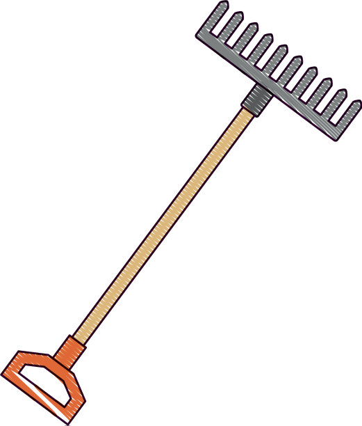 园艺耙孤立图标图片下载