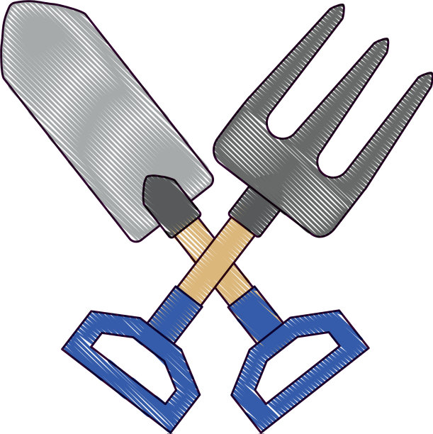 带耙的园艺铲图片下载