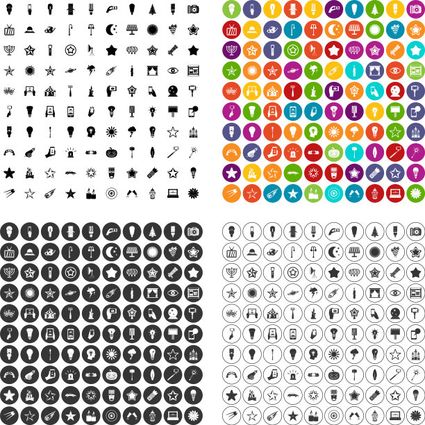 100个轻图标设置变体图片下载