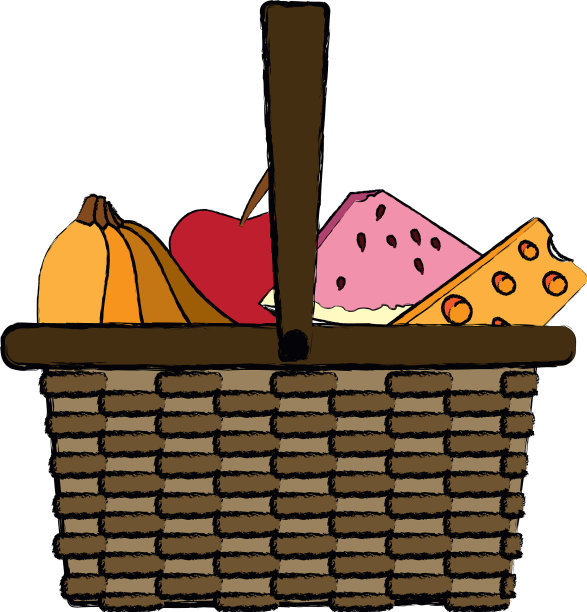 野餐篮食物饮料午餐设计图片下载