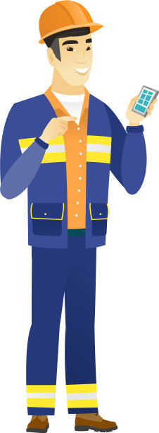 亚洲建筑工人拿着手机图片下载