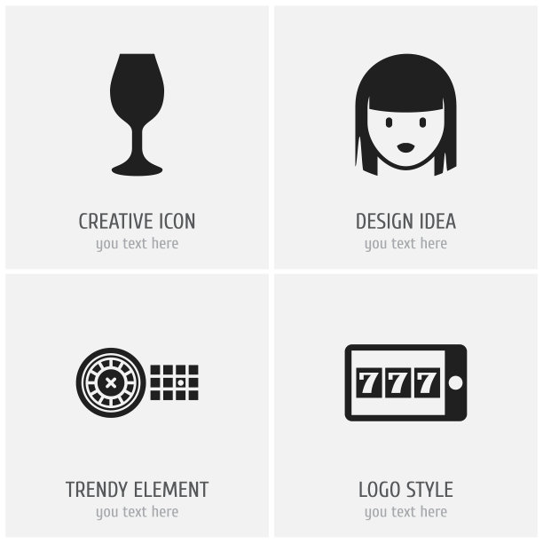 一套4可编辑的赌场图标包括符号图片下载