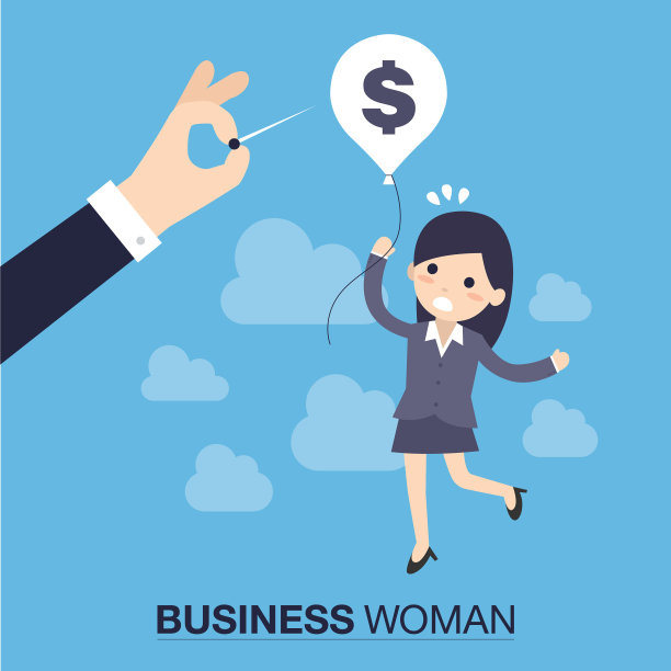 用手推针戳破女人的气球图片下载