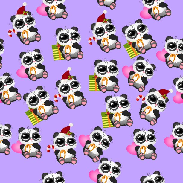 可爱的圣诞节熊猫图片下载