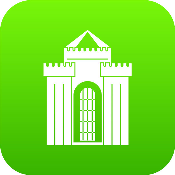 中世纪宫殿图标数字绿色图片下载