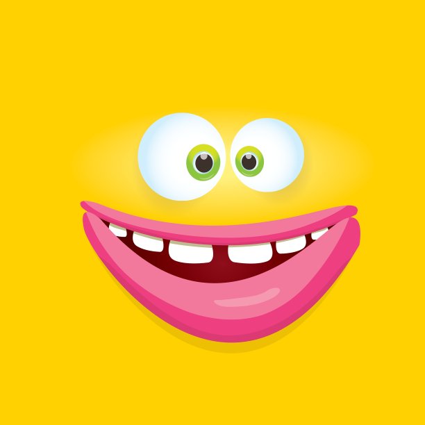 橙色滑稽滑稽的怪物脸图片下载