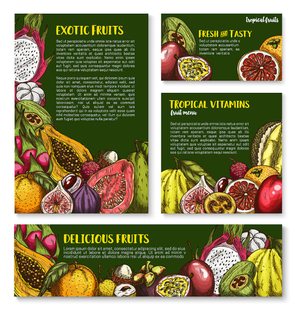 异国新鲜热带水果模板图片下载