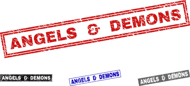 垃圾天使魔鬼纹理矩形邮票图片下载