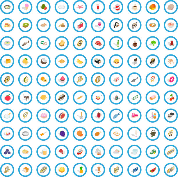 100个纸杯蛋糕图标设置等距3d风格图片下载