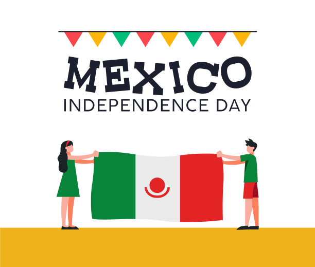 墨西哥独立日朋友与墨西哥国旗图片下载