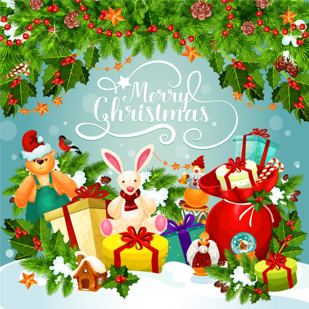 圣诞和新年海报的圣诞节日礼物图片下载