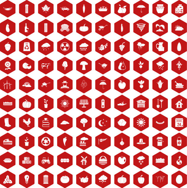 100个南瓜图标六边形红色图片下载