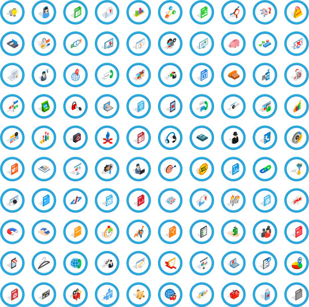 100个数据库图标设置等距3d样式图片下载