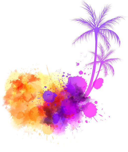 抽象的喷溅形状与剪影图片下载