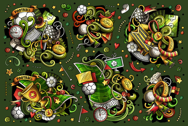 涂鸦卡通足球套装图片下载