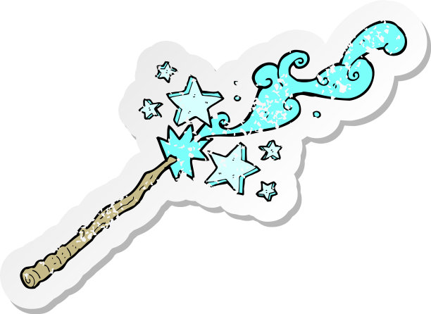 复古心疼贴纸的一根魔术棒铸造图片下载