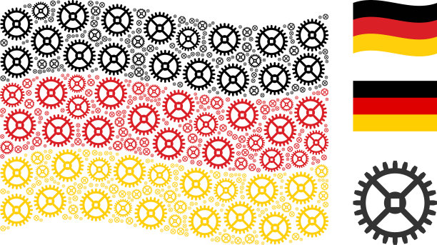 挥舞德国国旗拼贴钟表齿轮项目图片下载