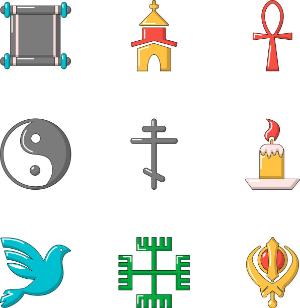 亚洲风格图标设置卡通风格图片下载