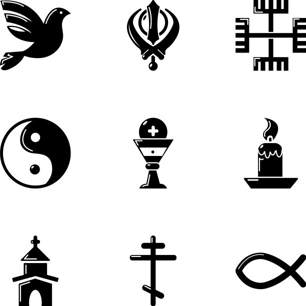 亚洲类型图标设置简单的风格图片下载