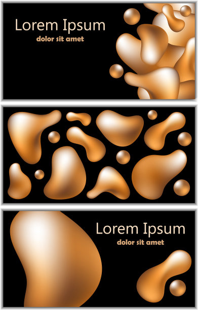 黑色背景上的金色流体形状图片下载