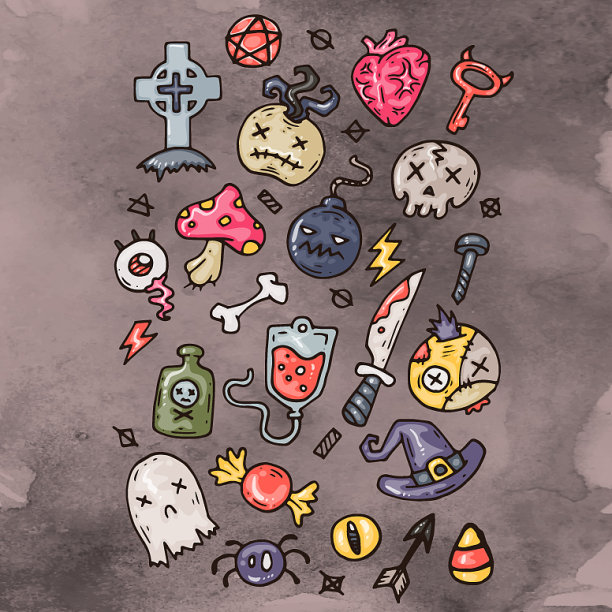 一套卡通万圣节快乐图标万圣节图片下载