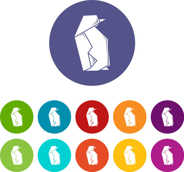 折纸企鹅图标设置颜色图片下载