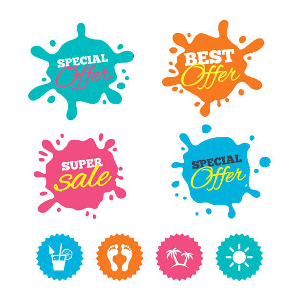 海滩假日标志鸡尾酒人类足迹图片下载