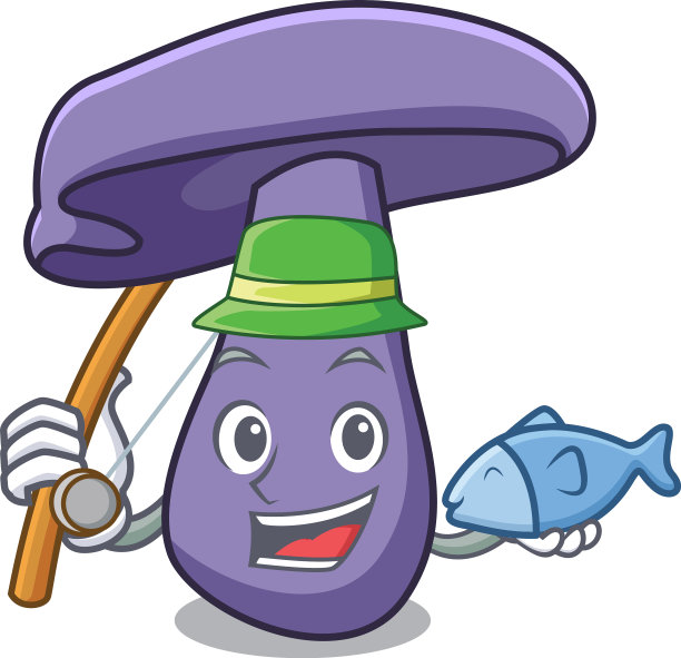 钓鱼蘑菇卡通吉祥物图片下载