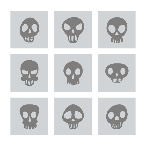 一套单色图标与头骨图片下载