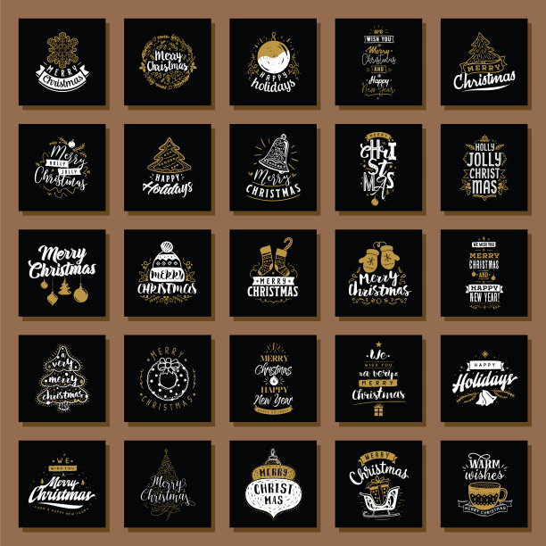 圣诞快乐印刷卡片套装图片下载