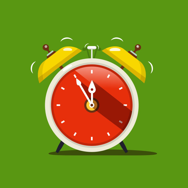 闹钟平面设计图标上的绿色背景图片下载