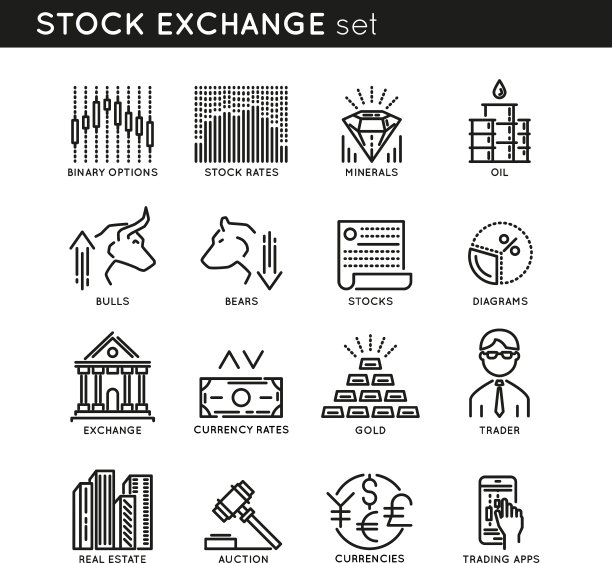 股票交易所线性图标图片下载