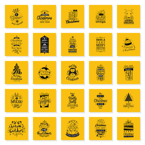 圣诞快乐印刷卡片套装图片下载