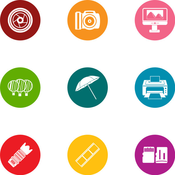 照片图标设置平面风格图片下载