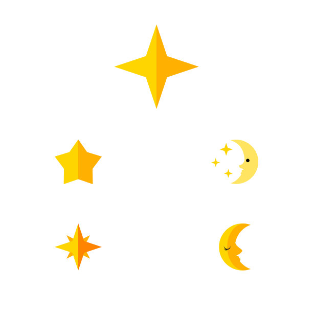 平坦的夜间星号月亮的图标夜集图片下载