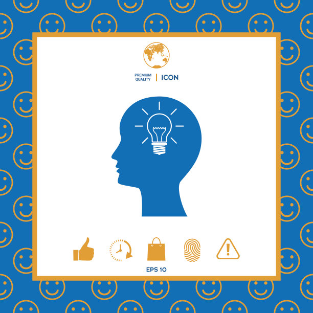 男人剪影与灯泡-新想法的图标图片下载