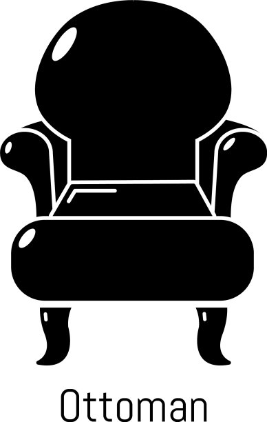 复古扶手椅图标简单的黑色风格图片下载