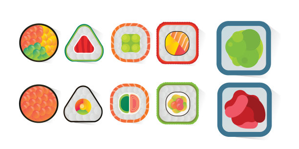 寿司和卷孤立放置在白色图片下载