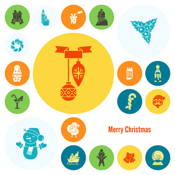 圣诞节和冬天的图标收藏图片下载