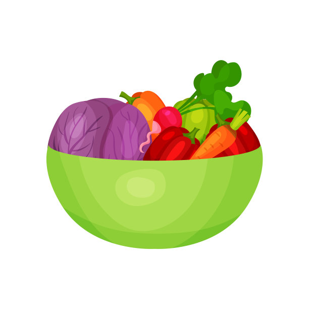 绿色塑料碗与新鲜的配料图片下载