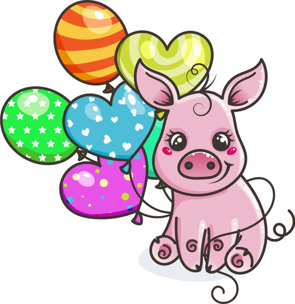 可爱的卡通猪贺卡图片下载