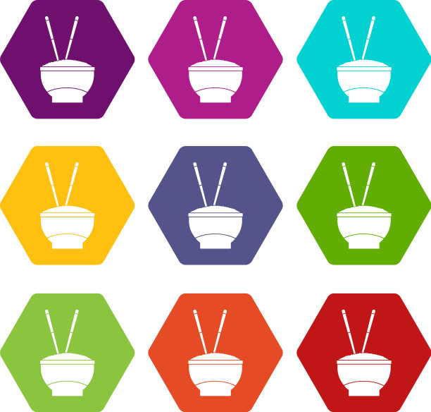 碗里的米饭用筷子的图标设置颜色图片下载