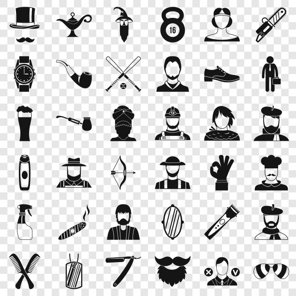 胡子图标设置简单的风格图片下载