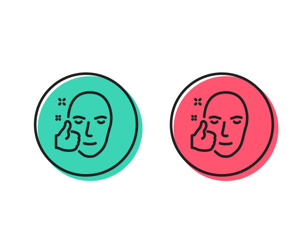 健康的面部皮肤线条图标良好的护理标志图片下载