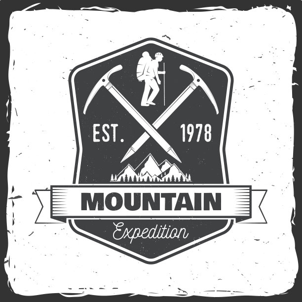 复古的排版设计与冰斧和山图片下载