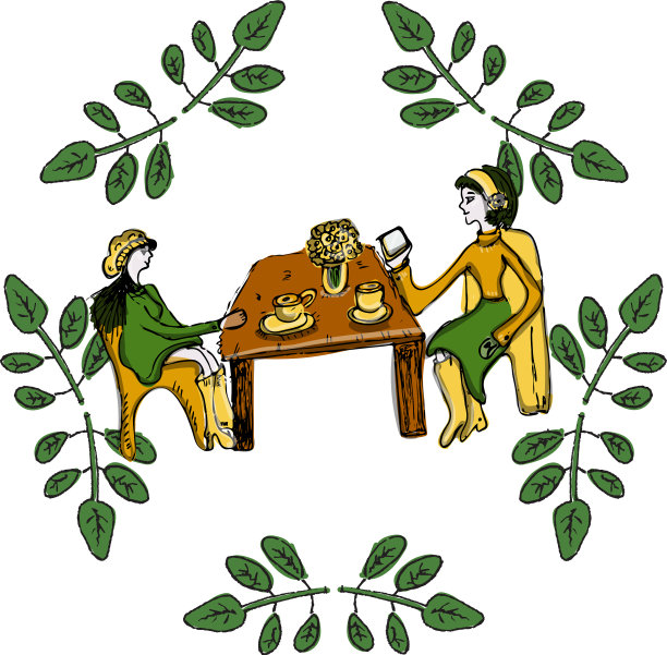 咖啡馆里拿着咖啡杯的女孩图片下载