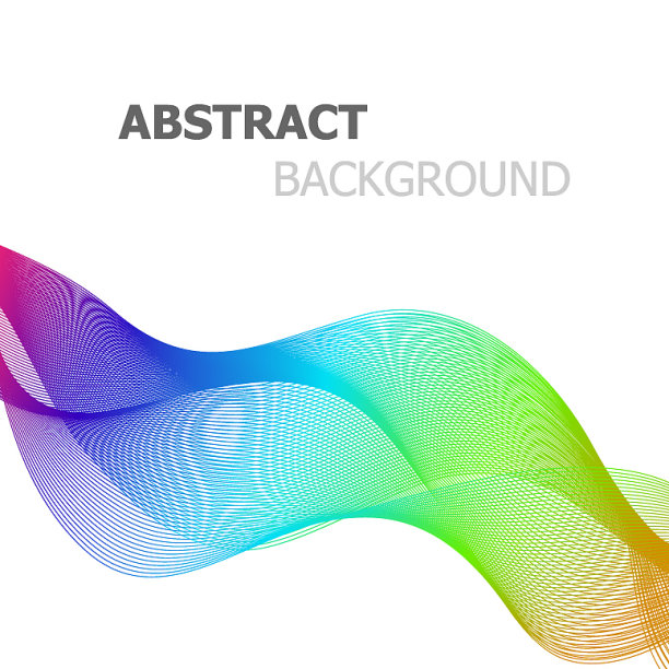 抽象的彩色线条波浪在白色的背景图片下载