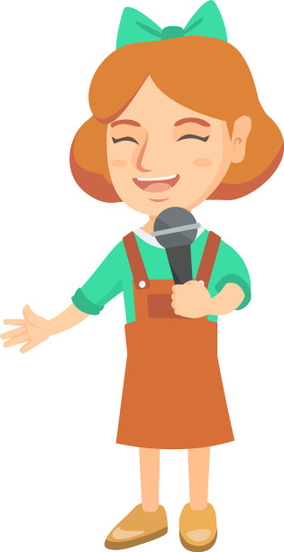 白人小女孩对着麦克风唱歌图片下载