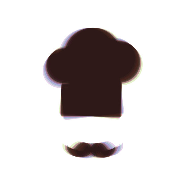 厨师帽和胡子标志彩色图标图片下载