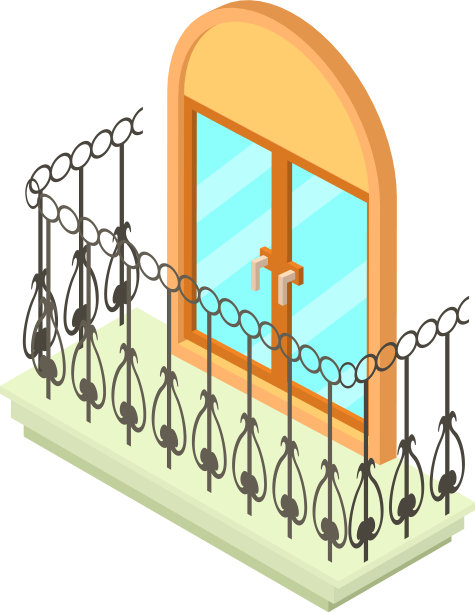 美丽的阳台图标等距3d风格图片下载